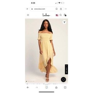 Fleur-tation Yellow Floral Print Off-the-Shoulder Midi Dress